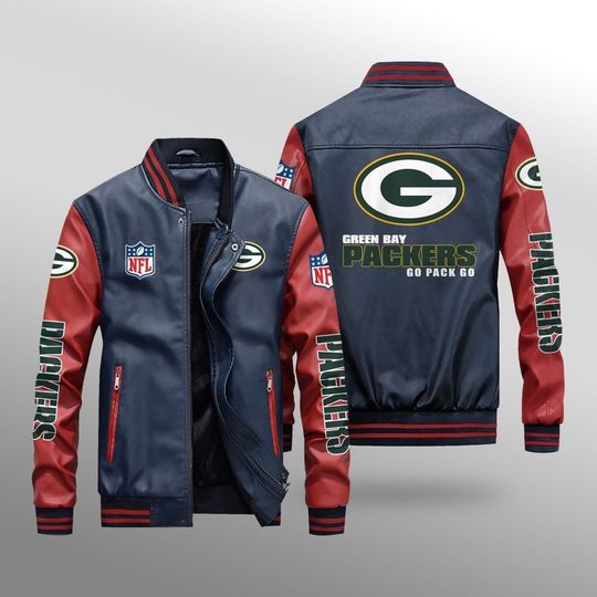Green Bay Packers Leather Varsity Jackets, Football Jacket