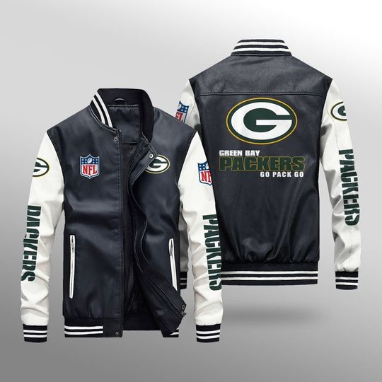 Green Bay Packers Leather Varsity Jackets, Football Jacket