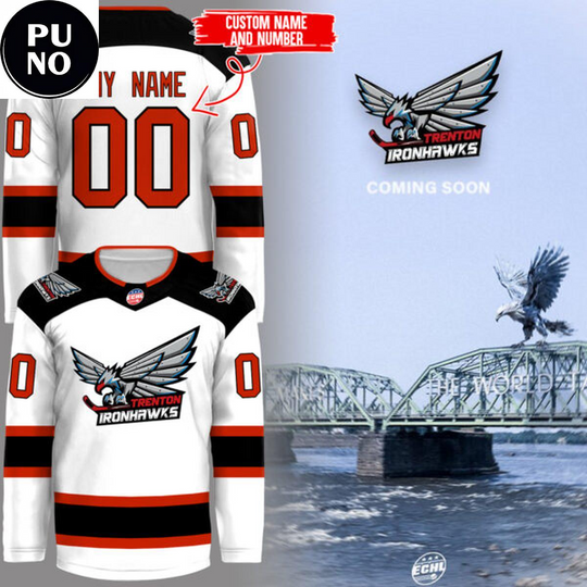 Discover Trenton Ironhawks Coming Soon 2026 Personalized Hockey Jersey