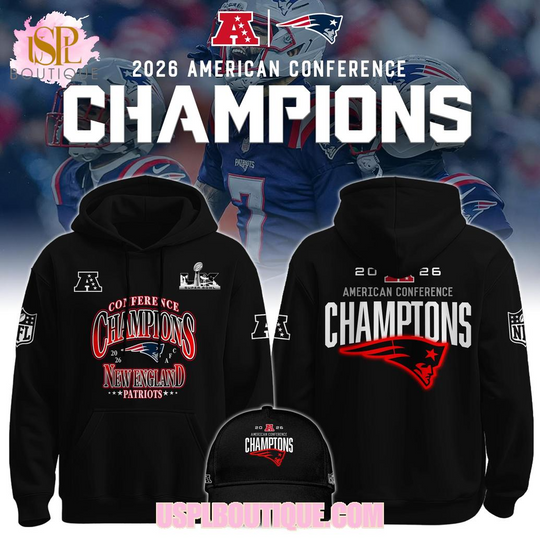 New England Patriots American Conference Champions 2026 Black Hoodie