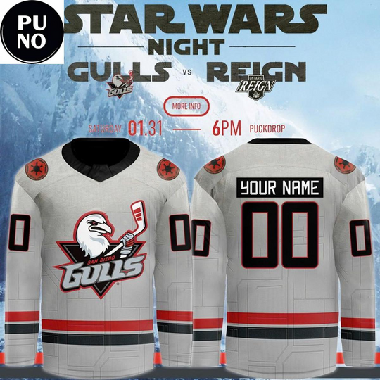 Discover San Diego Gulls x Star Wars Night 2026 Personalized Hockey Jersey