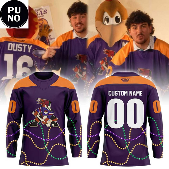 Discover Tucson Roadrunners x Mardi Gras Night 2026 Personalized Hockey Jersey