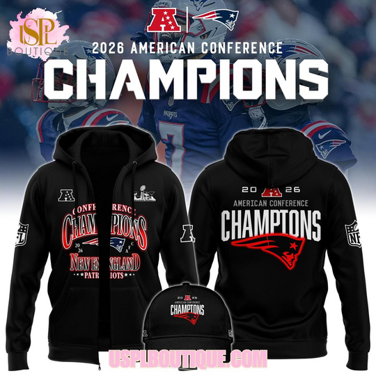 New England Patriots American Conference Champions 2026 Black Hoodie