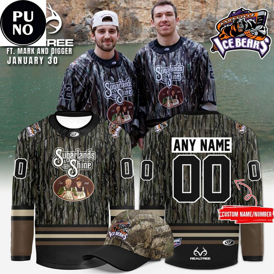 Discover Knoxville Ice Bears x Realtree Night 2026 Camo Personalized Hockey Jersey