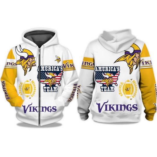 Discover Vikings America’s Team Zip Hoodie