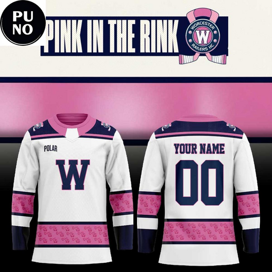 Discover Worcester Railers HC Pink In The Rink 2026 Personalized Hockey Jersey