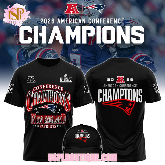 New England Patriots American Conference Champions 2026 Black T-Shirt