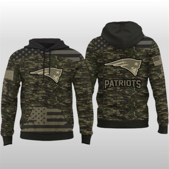 Discover 2025 Patriots Salute To Service Camo Hoodie