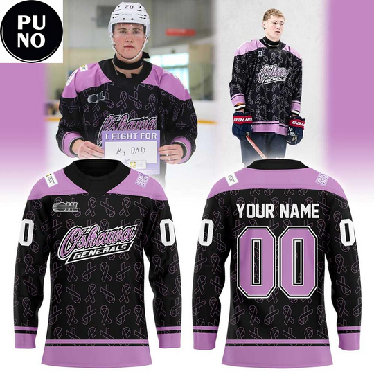 Discover Oshawa Generals Hockey Fights Cancer 2026 Personalized Hockey Jersey