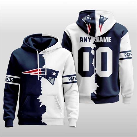 Personalized New England Patriots 2025 Victory Split Hoodie