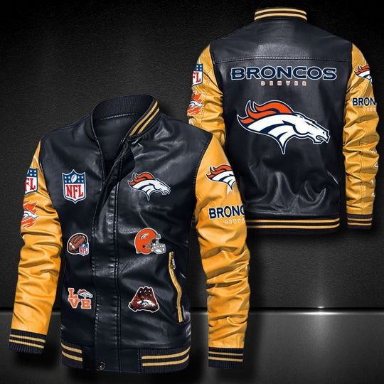 Men’s Denver Broncos Leather Jacket, Football Jacket, Game Day Merch