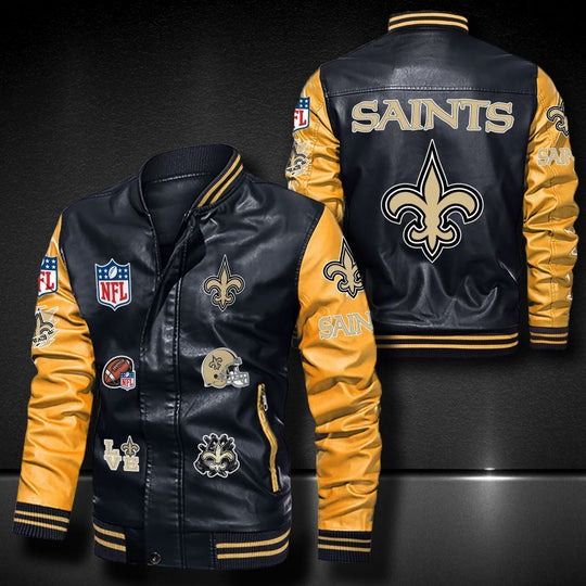 Men’s New Orleans Saints Leather Jacket, Football Jacket, Game Day Merch