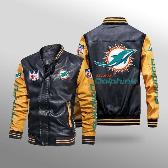 Miami Dolphins Leather Varsity Jackets