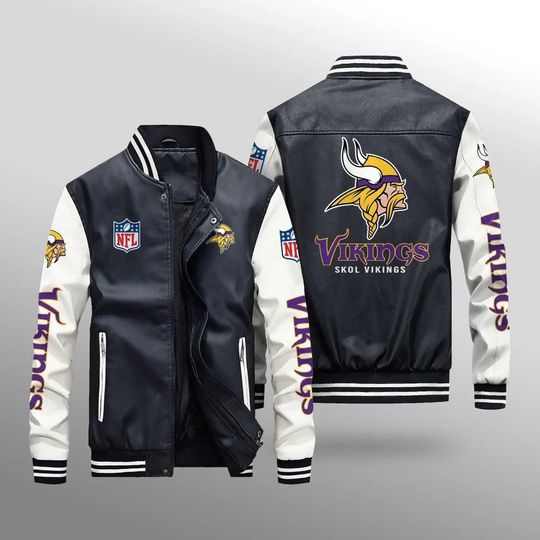 Minnesota Vikings Leather Varsity Jackets, Football Jacket