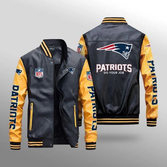 New England Patriots Leather Varsity Jackets, Football Jacket