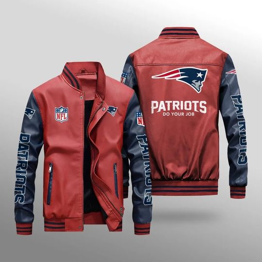 New England Patriots Leather Varsity Jackets, Football Jacket