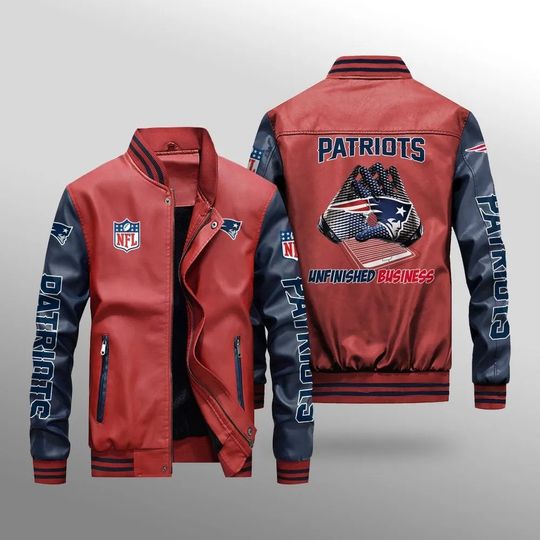 New England Patriots With Hand Leather Varsity Jackets, Football Jacket, Game Day Merch