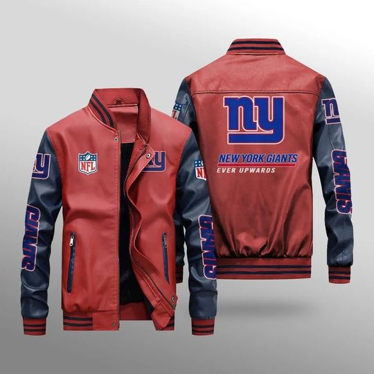 New York Giants Leather Varsity Jackets, Football Jacket