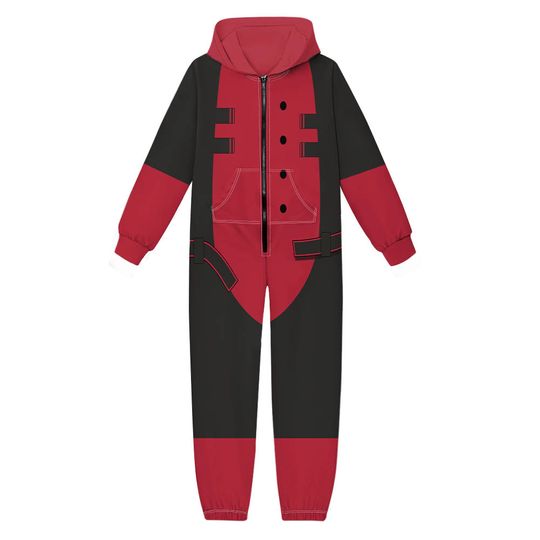 Deadpool Pajamas Costume Hooded Jumpsuits, Halloween Cosplay Clothing