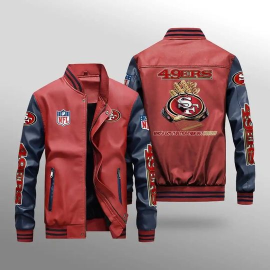 San Francisco 49ers With Hand Leather Varsity Jackets, Football Jacket, Game Day Merch