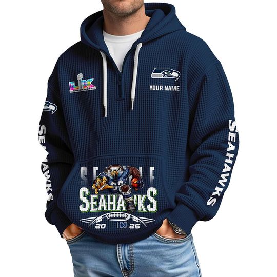Seattle 2026 Super Bowl LX Waffle Quarter Zip Hoodie