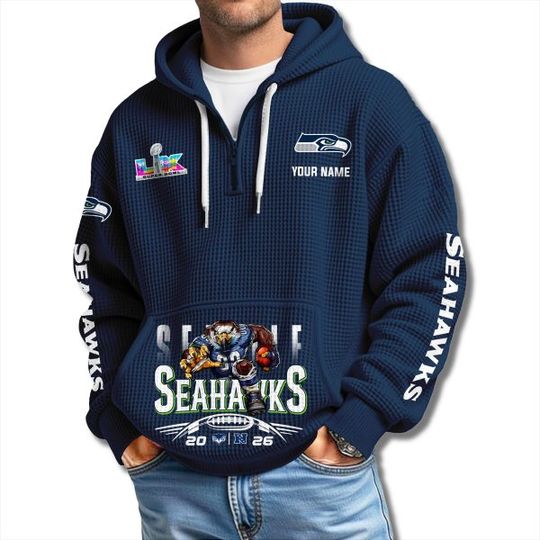 Seahawks NFC Champions SBLX Waffle Quarter Zip Hoodie