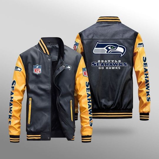 Seattle Seahawks Leather Varsity Jackets, Football Jacket