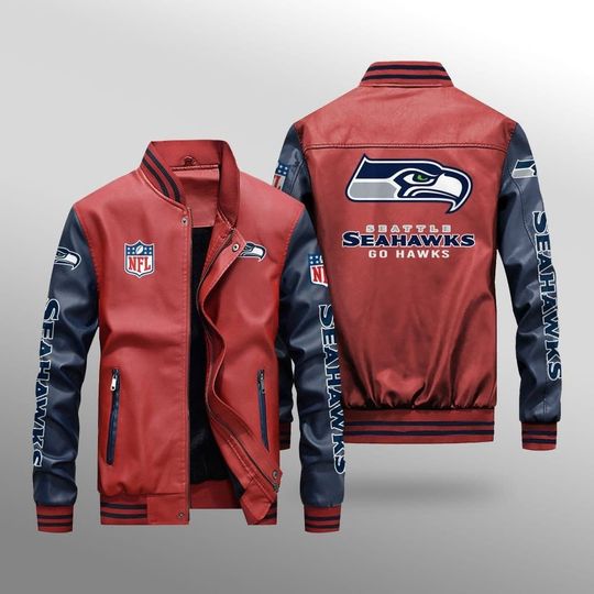 Seattle Seahawks Leather Varsity Jackets, Football Jacket