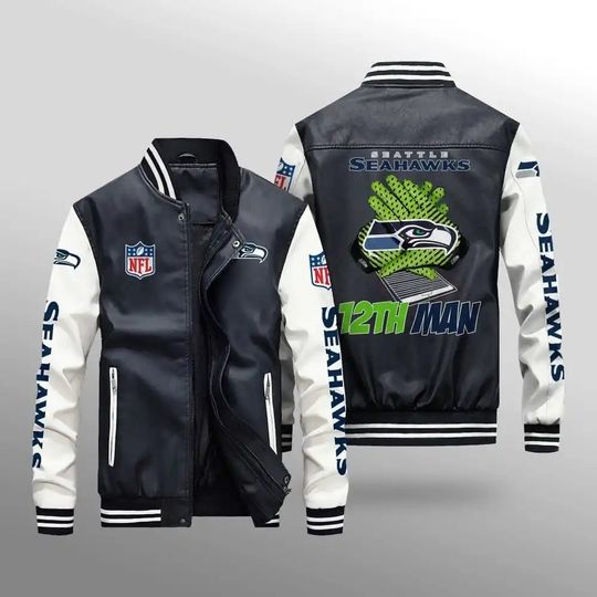 Seattle Seahawks With Hand Leather Varsity Jackets, Football Jacket, Game Day Merch