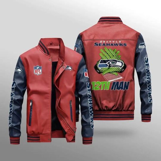Seattle Seahawks With Hand Leather Varsity Jackets, Football Jacket, Game Day Merch