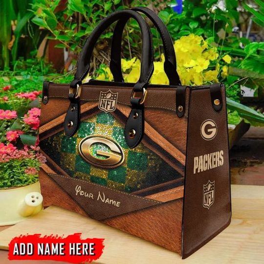 Green Bay Packers Personalized Leather Hand Bag