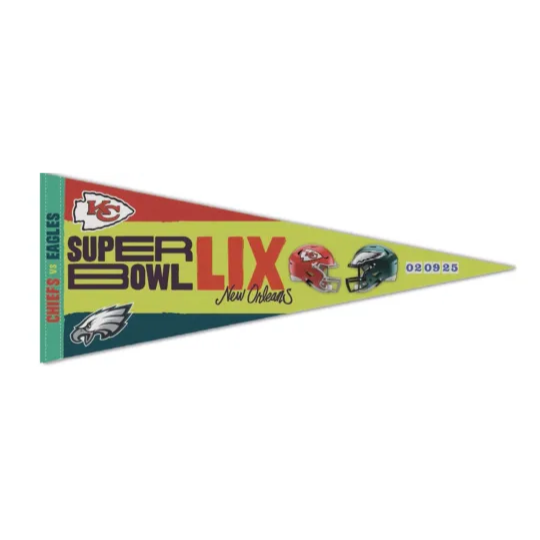 2025 Super Bowl LIX Dueling Triangle Pennants Philadelphia Eagles Kansas City Chiefs