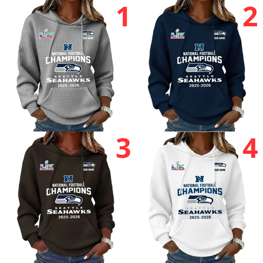 Seahawks National Football Champion 2025 2026 Waffle Hoodie