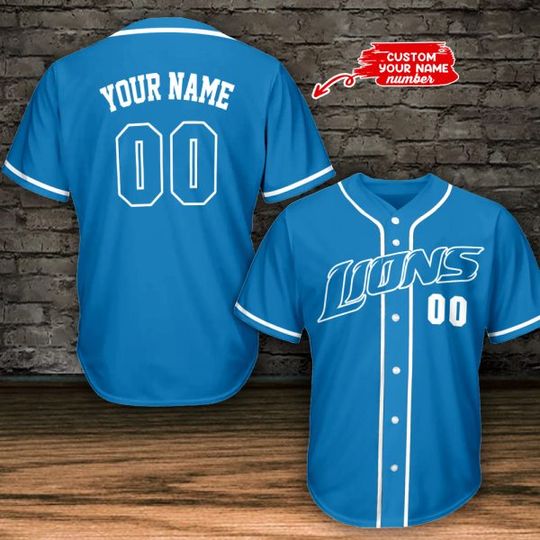 Detroit Lions Personalized Baseball Jersey