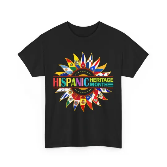 Discover Hispanic Heritage Month Latino Countries Flags Sunflower T-Shirt