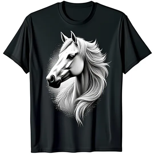 Discover Elegant Black T-Shirt with Subtle Horse Design for Casual Wear