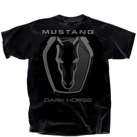 Discover Ford Mustang Dark Horse Pony Black Graphic Cotton T-Shirt Official Licensed