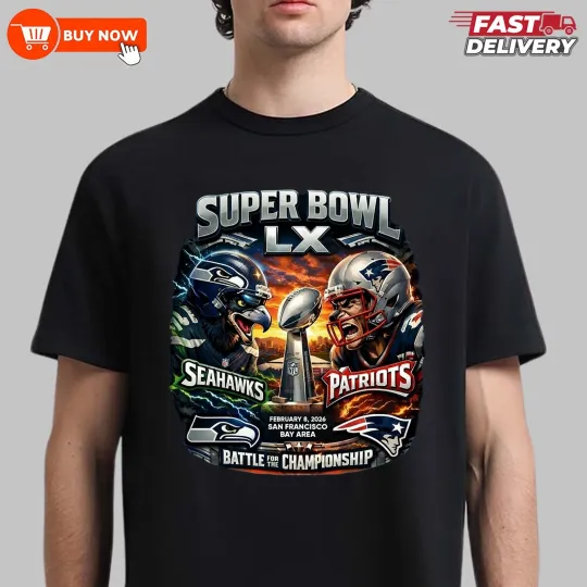 Discover 2026 Patriots vs Seahawks Super Bowl TShirt, Gift for Fans