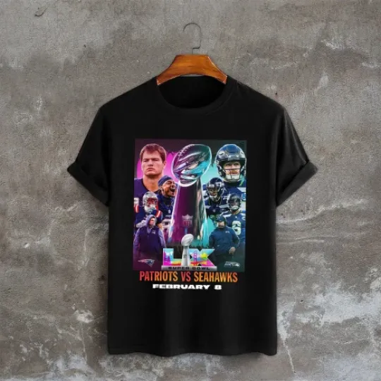 Discover 2026 Patriots vs Seahawks Super Bowl football Football T-Shirt Fan Tee