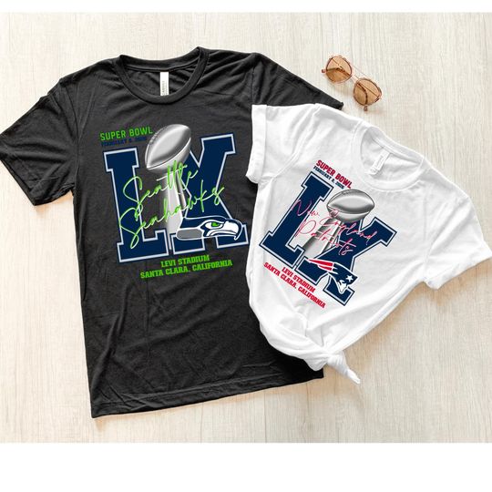 Discover Seattle vs New England Football Championship T-Shirt Big Game Matchup Tee