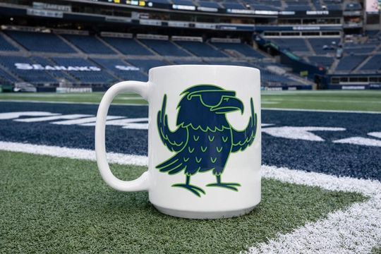 Discover Seattle Football Coffee Mug, Seahawk Fan Gift, Mascot Cup