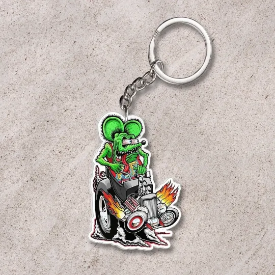 Discover Rat Fink Hot Rod Car Keychain Acrylic Keychain Accessories