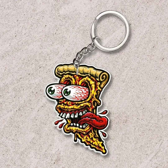 Discover Pizza Rat Fink Acrylic Keychain Car Ornament Keychain Funny Hot Rod Gift