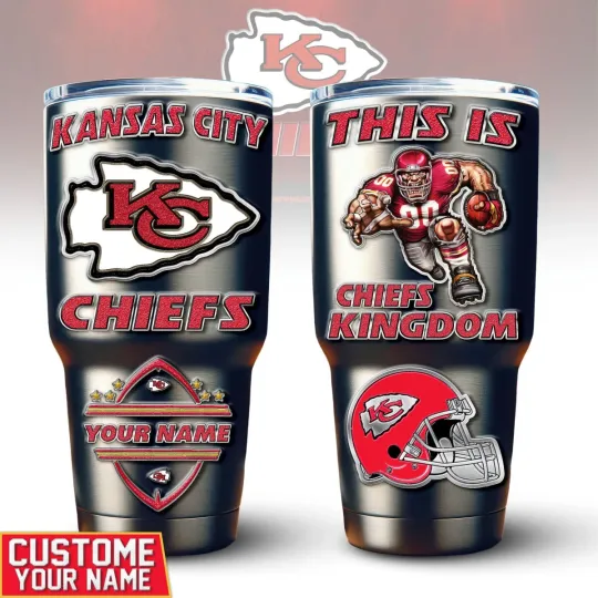 Kansas City Football Team KC Chiefss 30oz Tumbler With Straw Vacuum Insulated