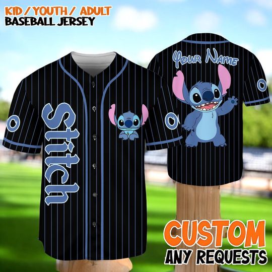 Discover Disney Stitch Baseball Jersey, Personalized Stitch Shirt, Custom Name Jersey, Kids Youth Adult Baseball Jersey