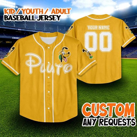 Discover Custom Pluto Baseball Jersey, Disney Dog Shirt, Personalized Name Number Kid Youth Adult Jersey, Family Disney Trip Outfit