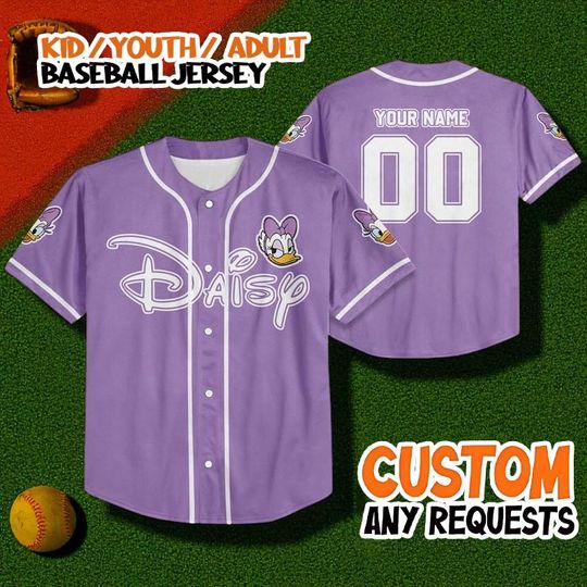Discover Custom Daisy Baseball Jersey, Personalized Name Number Jersey, Cartoon Character Shirt, Cute Team Outfit Kids Youth Adult