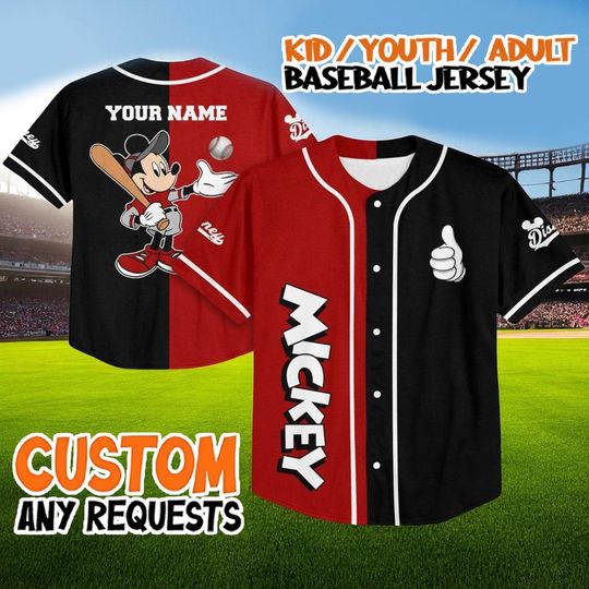 Discover Mickey Mouse Baseball Jersey, Custom Name Disney Jersey Shirt, Mickey Jersey, Kid Youth Adult Baseball Outfit