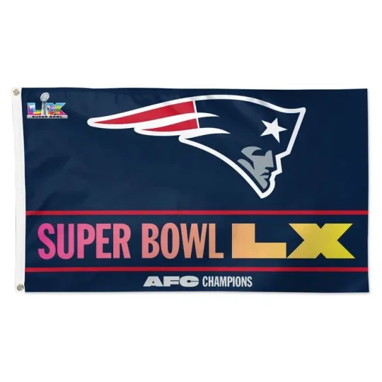 2025 Football AFC Champions New England Patriots House Flag Super Bowl 60 LX 2026