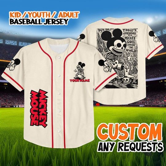 Discover Custom Mickey Mouse Bad Adventure Baseball Jersey, Disney Jersey Shirt for Kids, Youth, Adult, Personalized Disney Matching Outfit